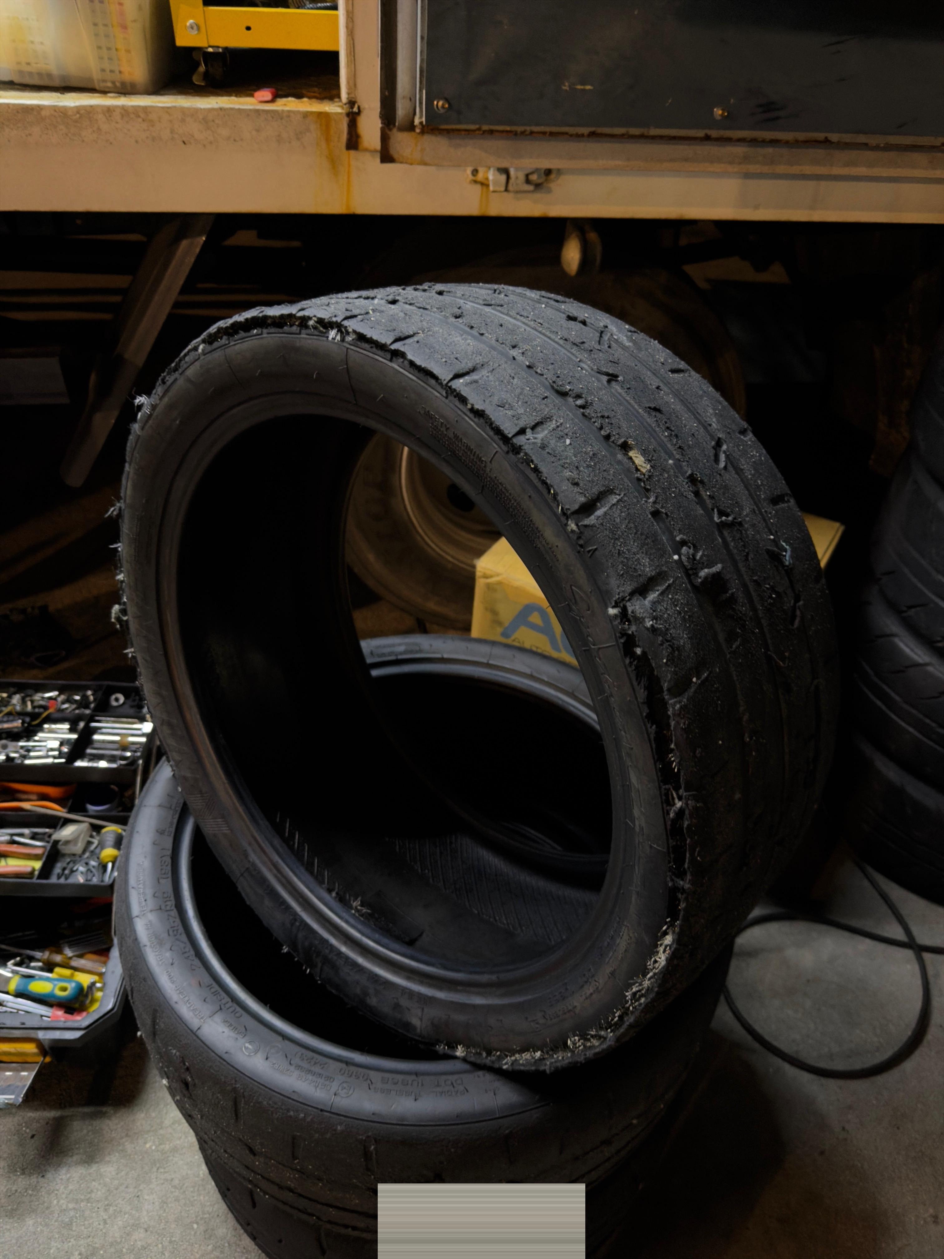 Destroyed Nankang CR-S tyre