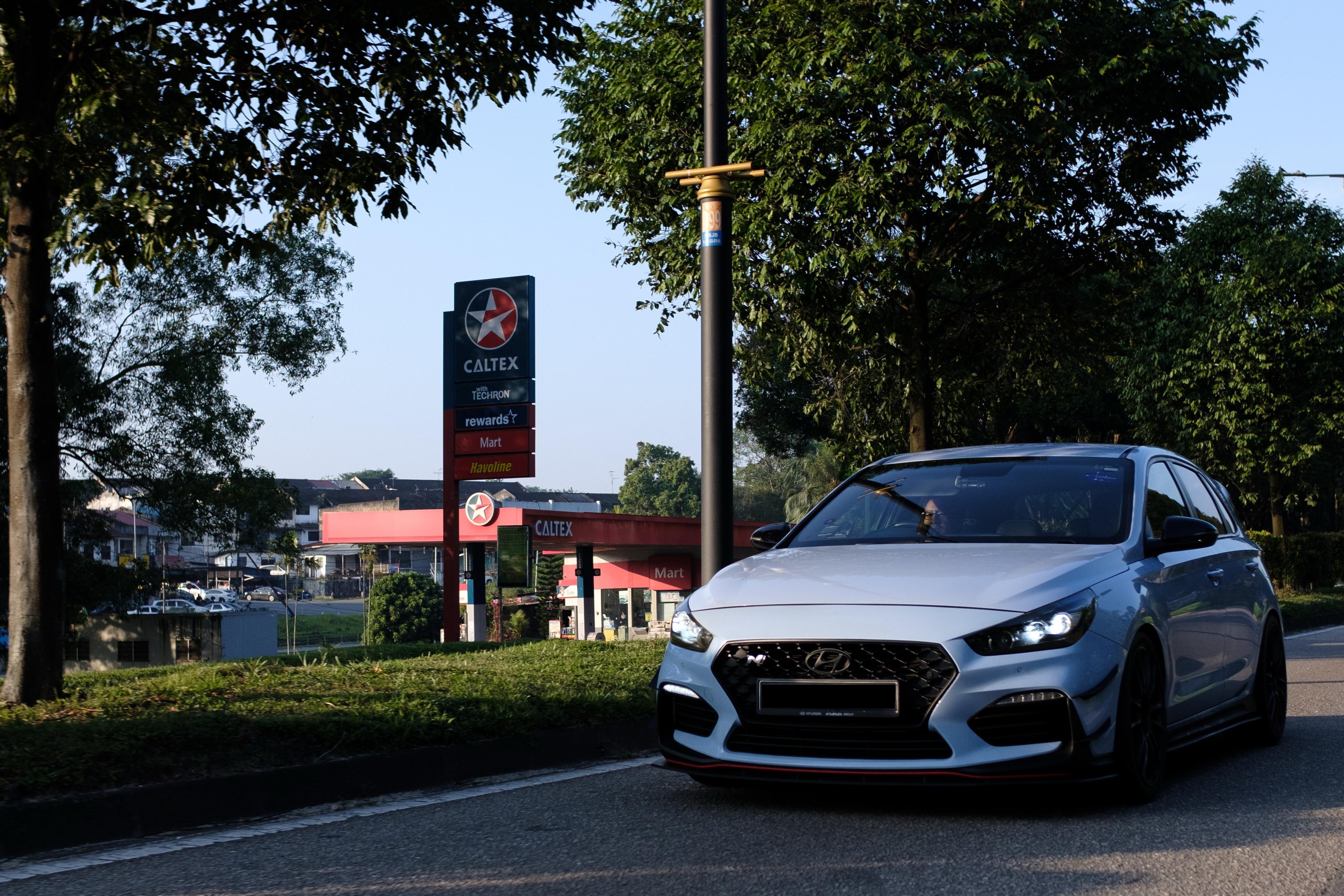 Front three-quarter at a Caltex petrol station, Malaysia